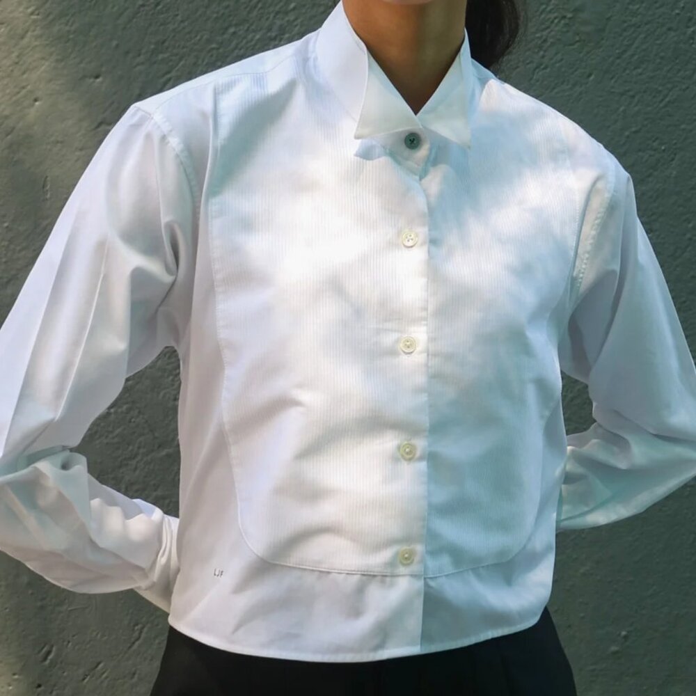 Chava Studios - Cropped Tuxedo Button down shirt - Small